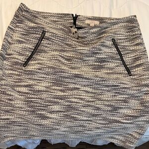 LOFT Textured Black and White Mini Skirt